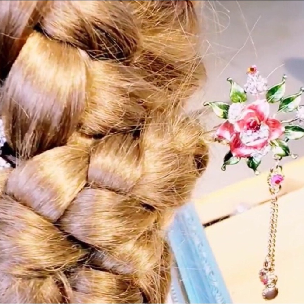 Elegant Gold Hair Stick with Pearl and Multicolor Accents Hairpin Bride Jewelry - Picture 5 of 6